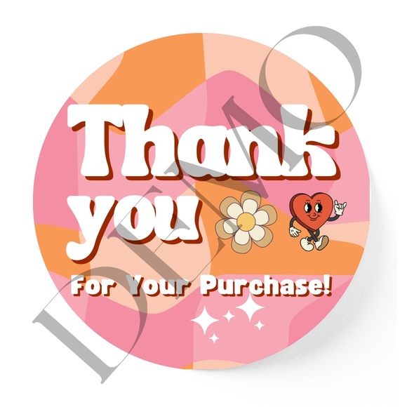 2 Inch Retro Thank You Stickers - Picture 2 of 3